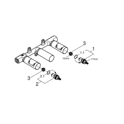 GROHE 29025002 - Πανευέλικτο εντοιχιζόμενο σώμα για μπαταρία νιπτήρα τριών οπών, από ορείχαλκο