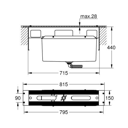 GROHE 29037000 - Σώμα εγκατάστασης για μπαταρία μπανιέρας 45 mm, γυαλιστερό χρώμιο