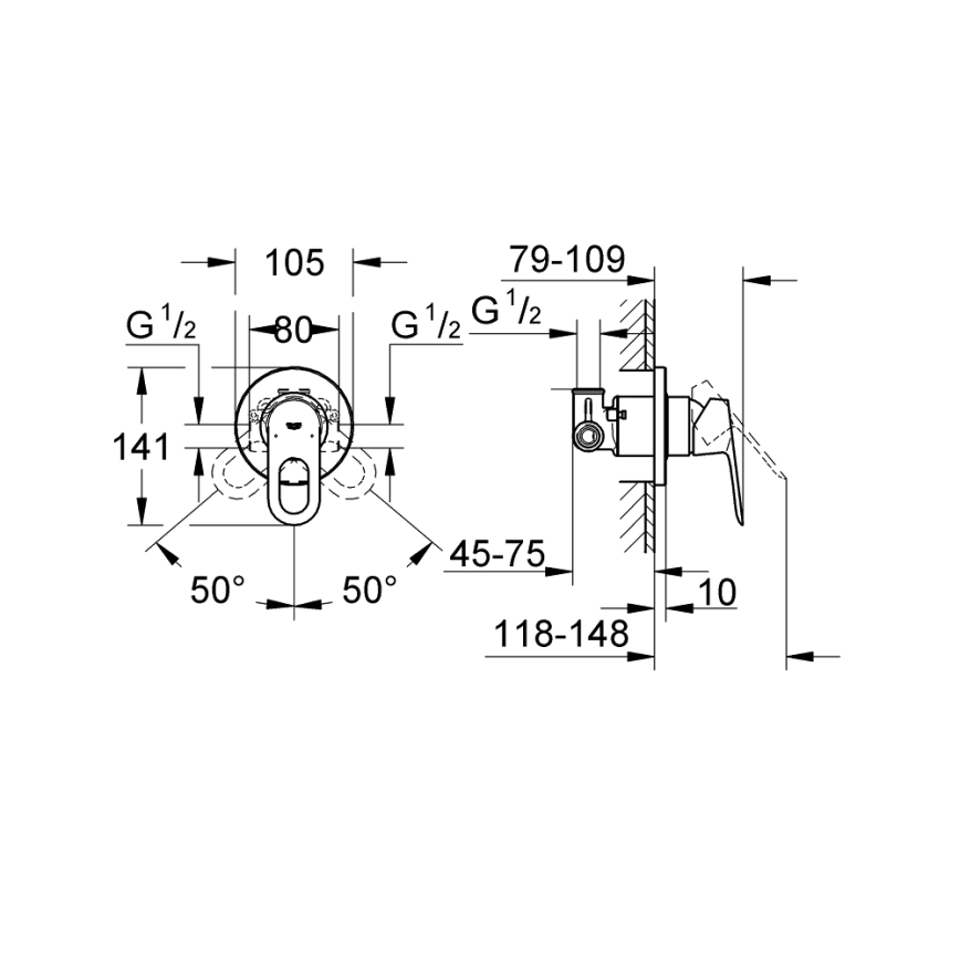 GROHE 29042000 - Μίκτης ντους BAULOOP σε γυαλιστερό χρώμιο