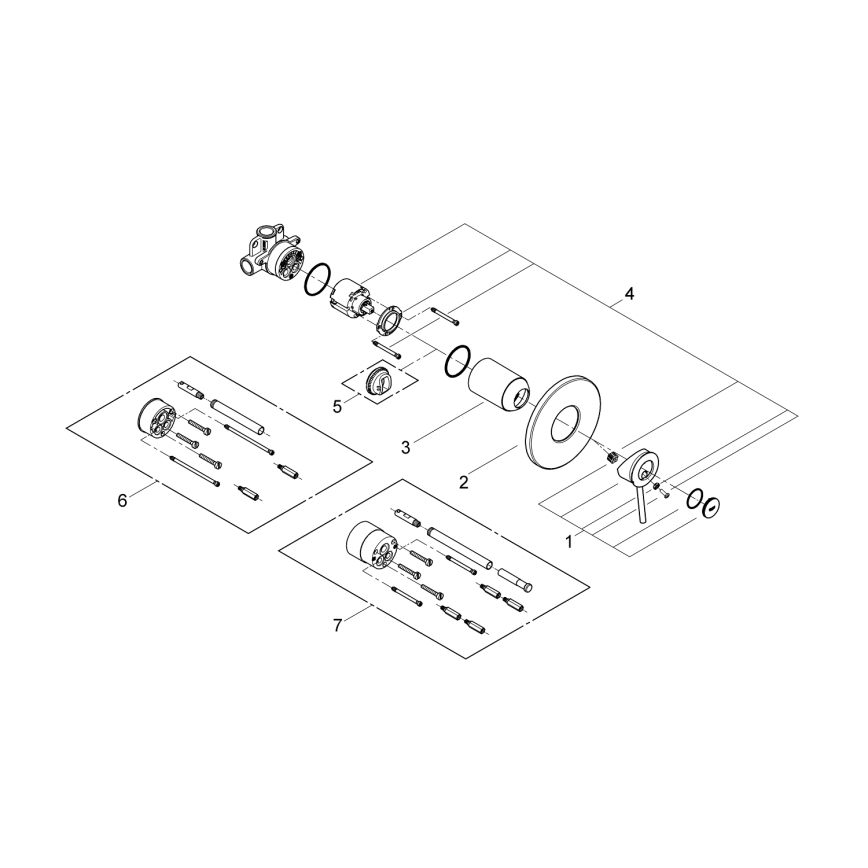 GROHE 29048000 - Αναμικτήρας ντους για εντοιχισμένη εγκατάσταση BAUCLASSIC, γυαλιστερό χρώμιο