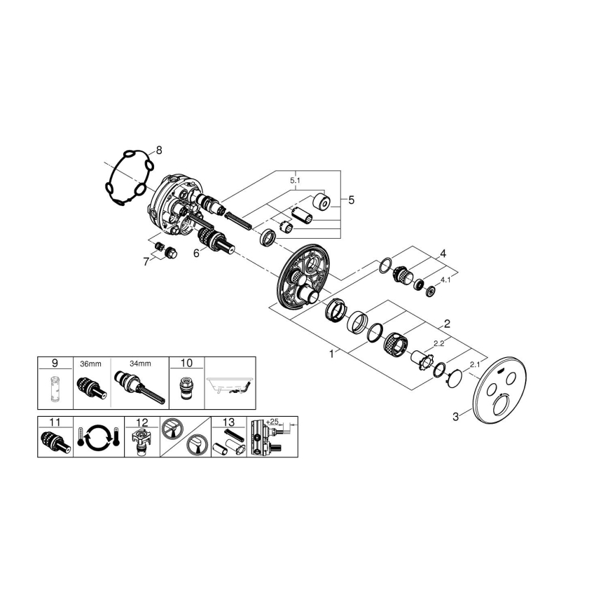 GROHE 29119DC0 - Θερμοστατική μπαταρία GROHTHERM SMARTCONTROL από ανοξείδωτο ατσάλι