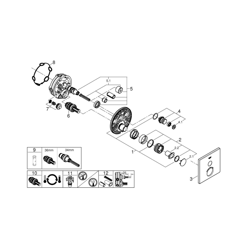 GROHE 29123000 - Θερμοστατική μπαταρία ντους GROHTHERM SMARTCONTROL σε χρώμιο