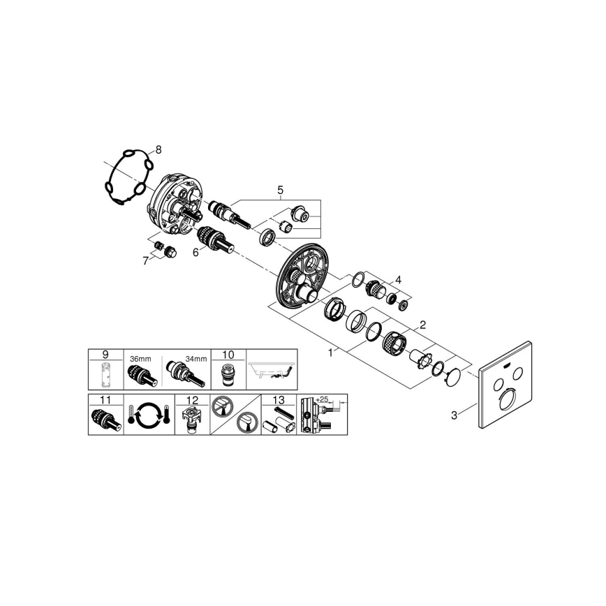 GROHE 29124A00 - Θερμοστατική μπαταρία GROHTHERM SMARTCONTROL σε απόχρωση γραφίτη