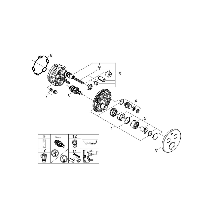 GROHE 29145000 - Κάλυμμα για εντοιχιζόμενη μπαταρία SMARTCONTROL, γυαλιστερό χρώμιο