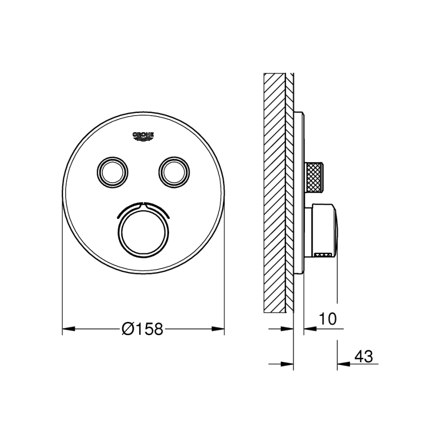GROHE 29145000 - Κάλυμμα για εντοιχιζόμενη μπαταρία SMARTCONTROL, γυαλιστερό χρώμιο