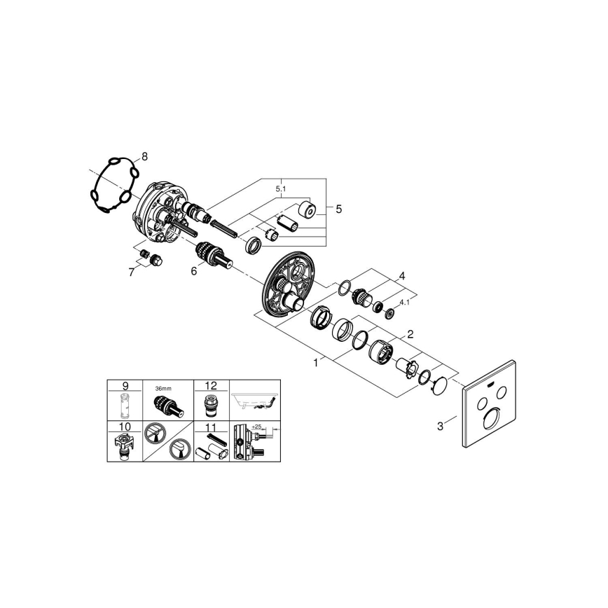GROHE 29148000 - Κάλυμμα εντοιχισμένης μπαταρίας SMARTCONTROL, γυαλιστερό χρώμιο