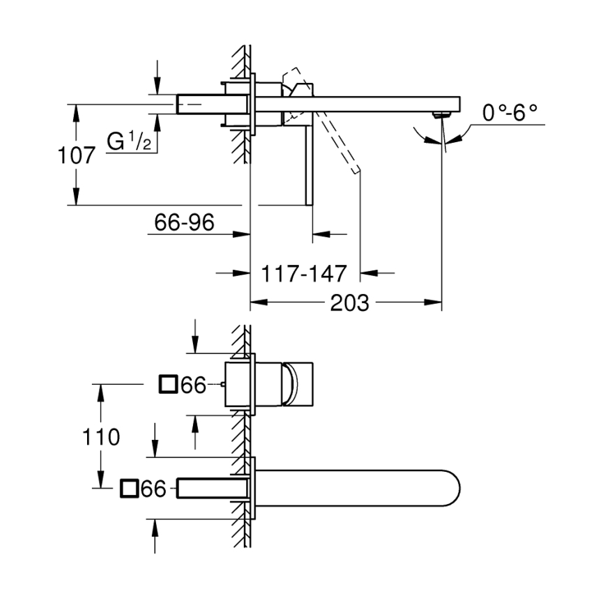 GROHE 29306003 - Μπαταρία νιπτήρα PLUS 203 mm γυαλιστερό χρώμιο