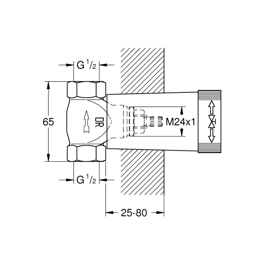 GROHE 29800000 - Κατώτερο σώμα εντοιχιζόμενης βαλβίδας DN 15, ορείχαλκος