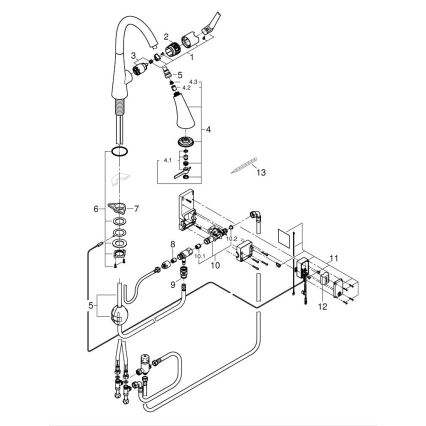 GROHE 30219002 - Ηλεκτρονική μπαταρία νεροχύτη ZEDRA TOUCH, γυαλιστερό χρώμιο