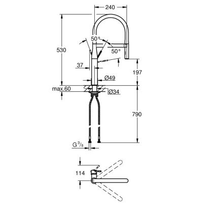 GROHE 30294A00 - Μπαταρία νεροχύτη ESSENCE σε απόχρωση γραφίτη