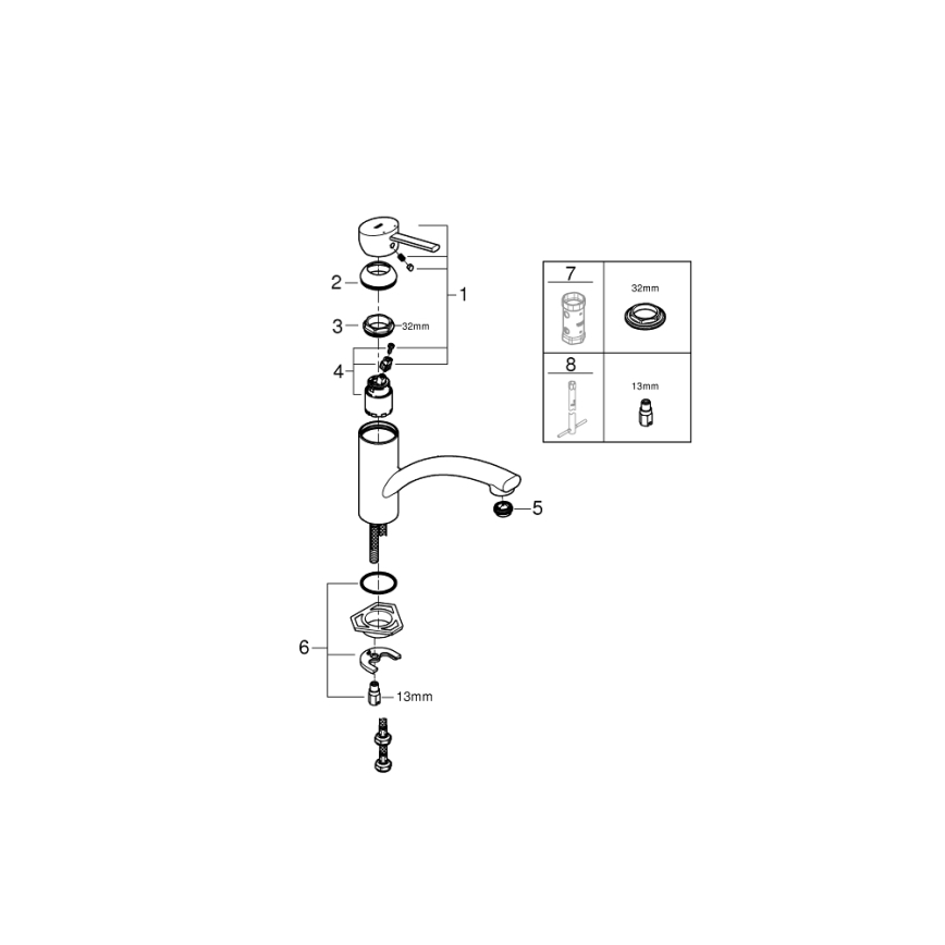 GROHE 30358000 - Μπαταρία νεροχύτη SWIFT 227 mm, γυαλιστερό χρώμιο