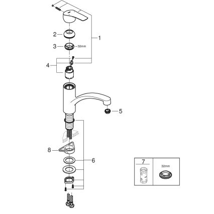 GROHE 305302432 - Μπαταρία νεροχύτη START 184 mm μαύρη
