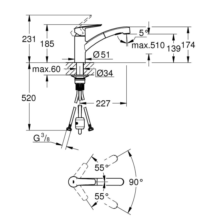 GROHE 30531001 - Μπαταρία κουζίνας START 227 mm γυαλισμένο χρώμιο