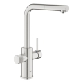 GROHE 30590DC0 - Μπαταρία κουζίνας με τηλεσκοπική αποσπώμενη κεφαλή ψεκασμού BLUE PURE, ανοξείδωτη