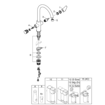GROHE 30592000 - Μπαταρία κουζίνας BLUE PURE StartCurve 411 mm γυαλιστερό χρώμιο