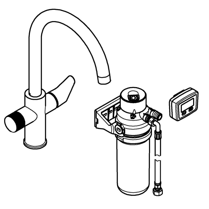 GROHE 30593000 - Μπαταρία νεροχύτη BLUE PURE με C-στόμιο, γυαλισμένο χρώμιο