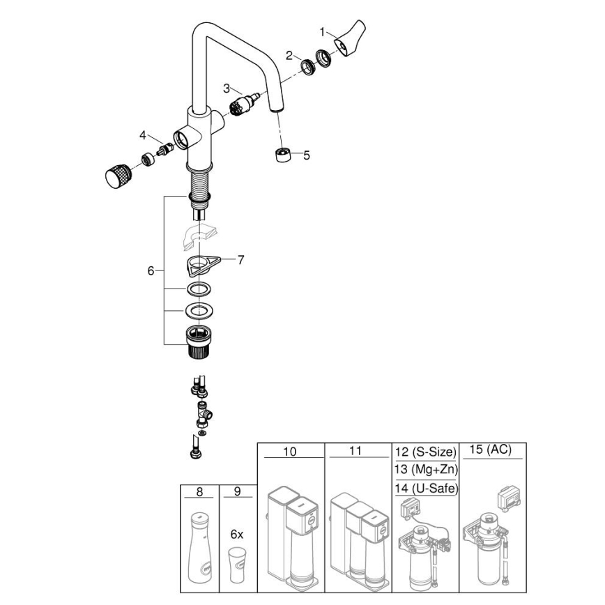 GROHE 30595000 - Μπαταρία κουζίνας BLUE PURE Start 366 mm, γυαλιστερό χρώμιο
