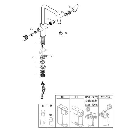 GROHE 30595DC0 - Μπαταρία νιπτήρα BLUE PURE, ανοξείδωτη