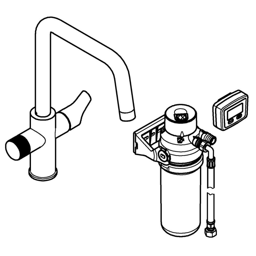 GROHE 30596000 - Μπαταρία κουζίνας BLUE PURE με ενσωματωμένη λειτουργία φιλτραρίσματος, σε γυαλιστερό χρώμιο