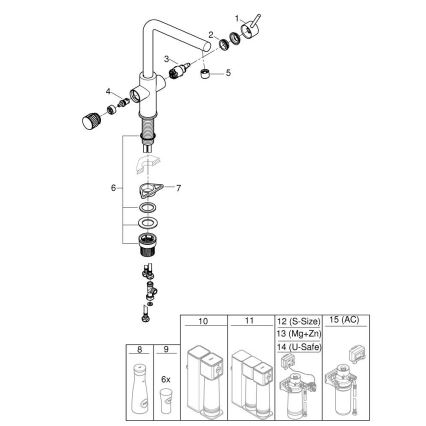GROHE 30600000 - Μπαταρία νεροχύτη BLUE PURE με L-στόμιο, γυαλιστερό χρώμιο