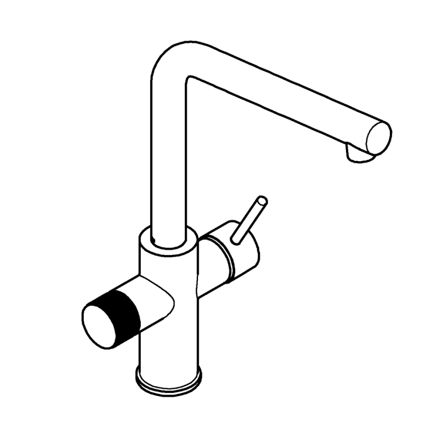 GROHE 30600000 - Μπαταρία νεροχύτη BLUE PURE με L-στόμιο, γυαλιστερό χρώμιο