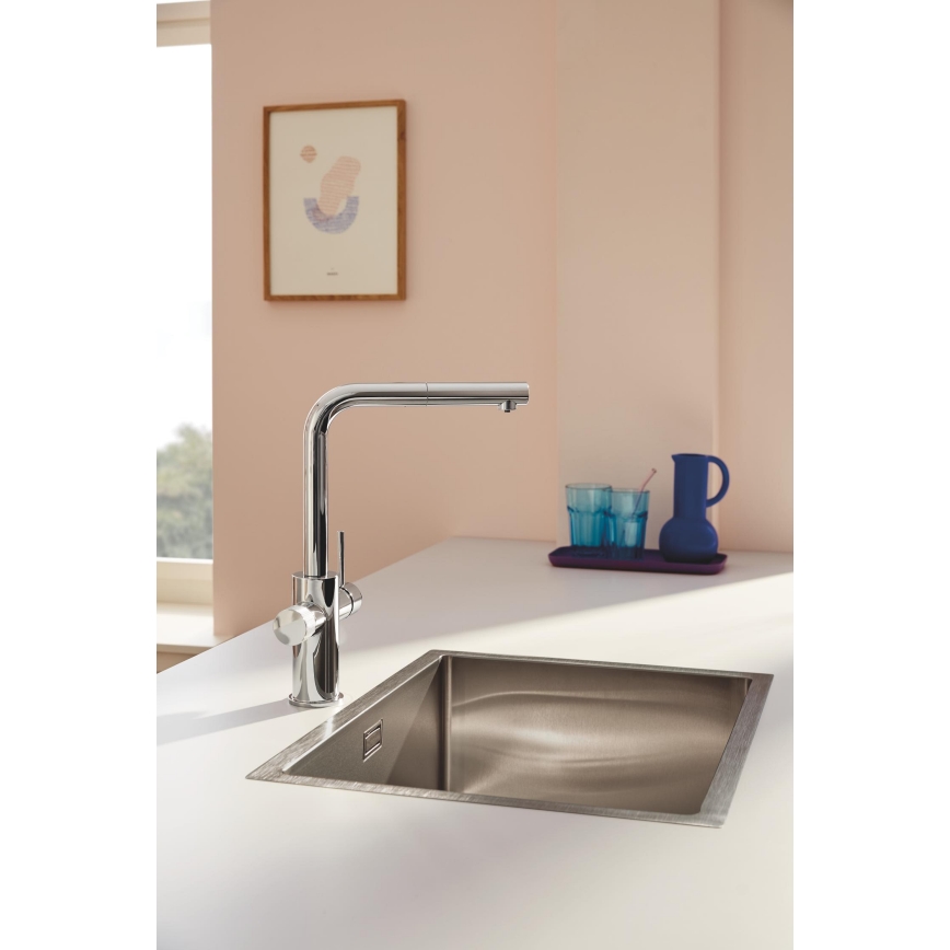 GROHE 30601000 - Μπαταρία κουζίνας BLUE PURE A με αποσπώμενη κεφαλή ψεκασμού, γυαλιστερό χρώμιο