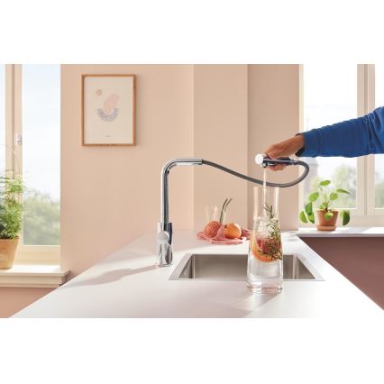 GROHE 30601000 - Μπαταρία κουζίνας BLUE PURE A με αποσπώμενη κεφαλή ψεκασμού, γυαλιστερό χρώμιο