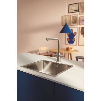 GROHE 30601DC0 - Μπαταρία κουζίνας BLUE PURE με αποσπώμενο ακροφύσιο, ανοξείδωτη