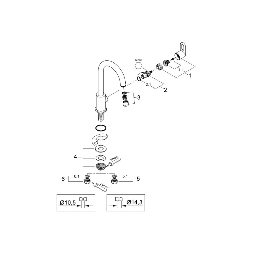 GROHE 31222000 - Μπαταρία νεροχύτη BAULOOP σε γυαλιστερό χρώμιο