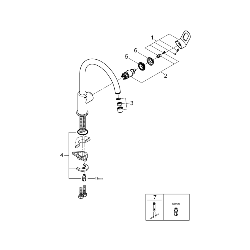 GROHE 31368000 - Μπαταρία νεροχύτη BAULOOP 332 mm, γυαλιστερό χρώμιο
