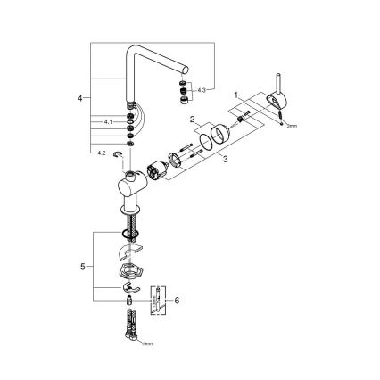 GROHE 31375000 - Μπαταρία νεροχύτη A 360 mm, γυαλιστερό χρώμιο