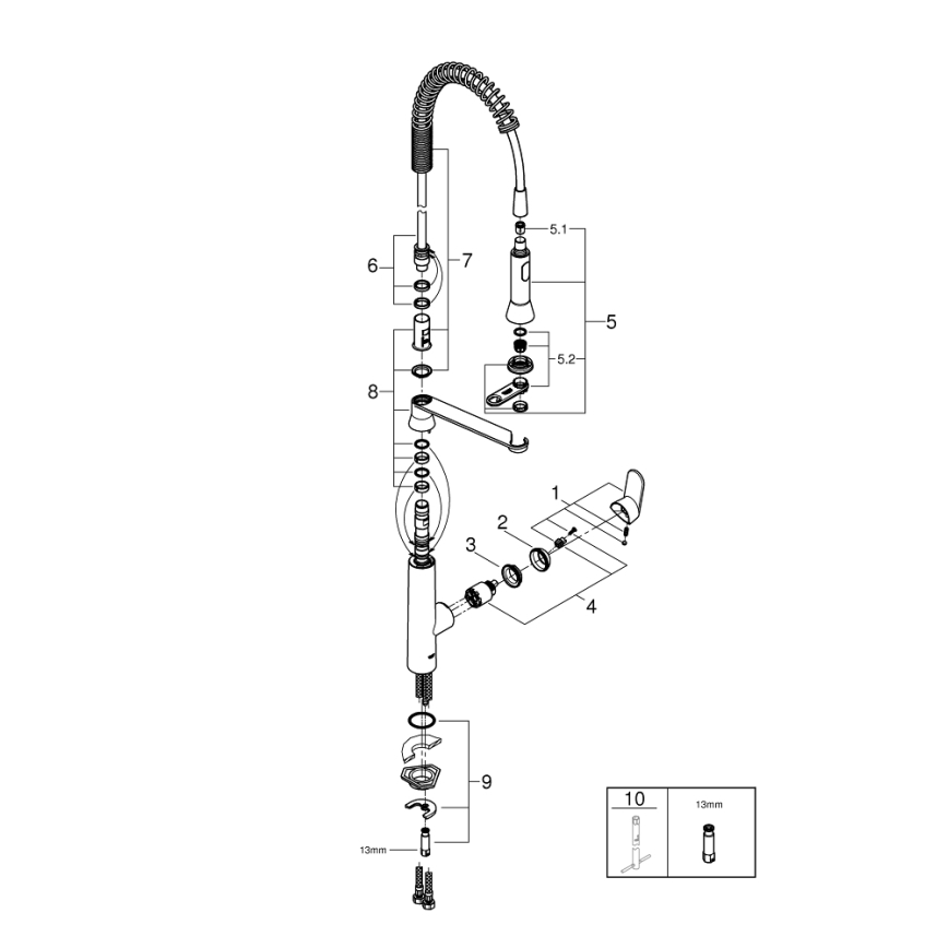 GROHE 31379000 - Μίκτης κουζίνας K7 G12” σε γυαλιστερό χρώμιο
