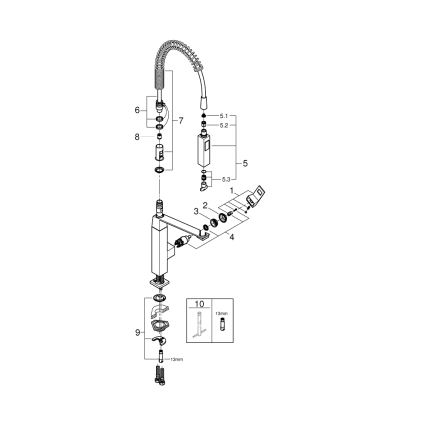 GROHE 31395000 - Μπαταρία νιπτήρα EUROCUBE, 547 mm, γυαλιστερό χρώμιο