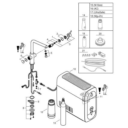 GROHE 31454001 - Μπαταρία νεροχύτη BLUE HOME, στόμιο L, γυαλιστερό χρώμιο