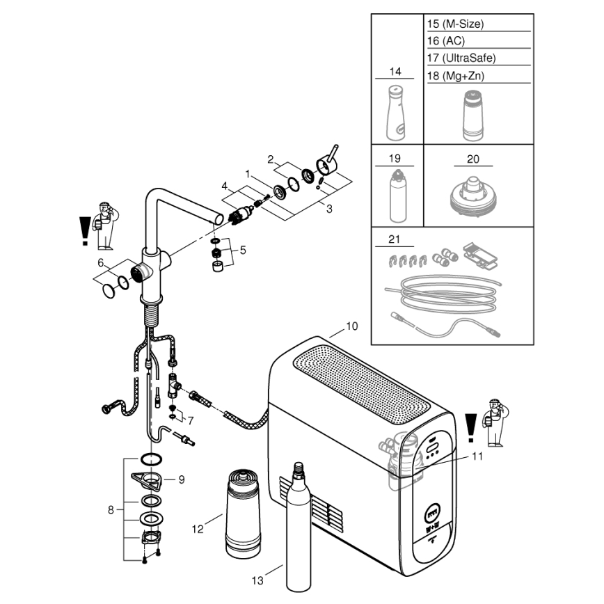 GROHE 31454001 - Μπαταρία νεροχύτη BLUE HOME, στόμιο L, γυαλιστερό χρώμιο