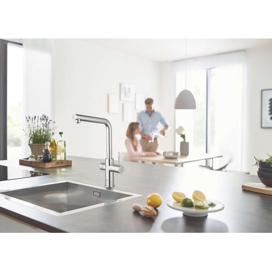 GROHE 31454001 - Μπαταρία νεροχύτη BLUE HOME, στόμιο L, γυαλιστερό χρώμιο