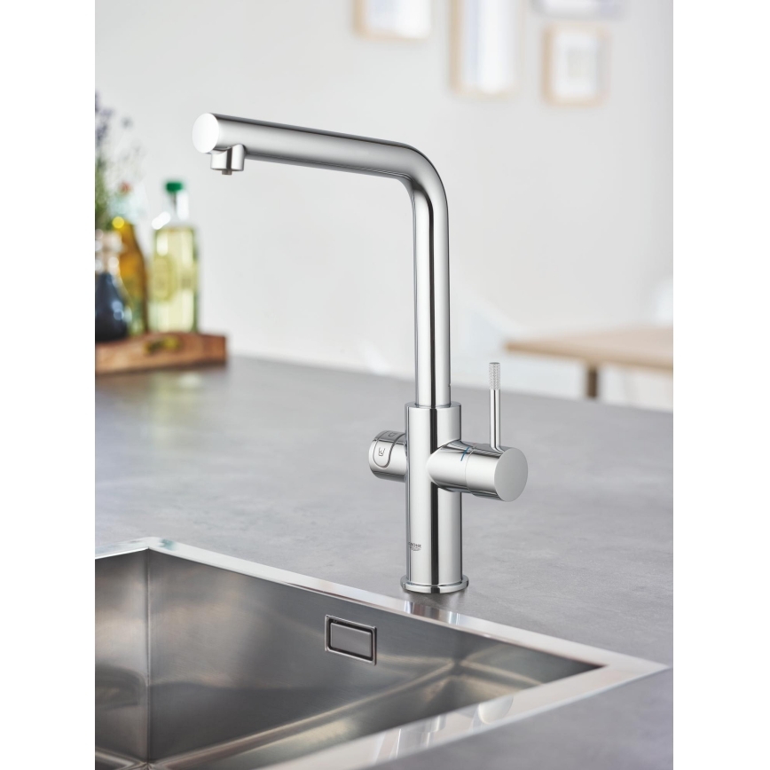 GROHE 31454001 - Μπαταρία νεροχύτη BLUE HOME, στόμιο L, γυαλιστερό χρώμιο
