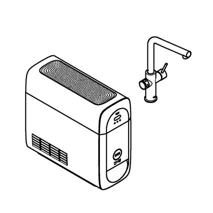 GROHE 31454001 - Μπαταρία νεροχύτη BLUE HOME με στόμιο τύπου L, γυαλιστερό χρώμιο