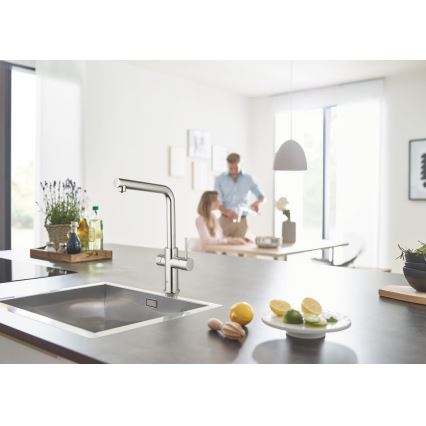 GROHE 31454001 - Μπαταρία νεροχύτη BLUE HOME με στόμιο τύπου L, γυαλιστερό χρώμιο