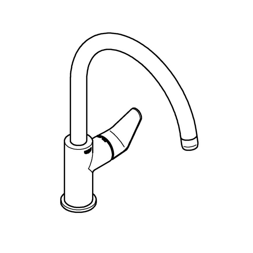 GROHE 31536001 - Μπαταρία νεροχύτη BAUCURVE 332 mm γυαλιστερό χρώμιο