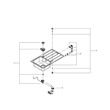 GROHE 31573SD1 - Σετ νεροχύτη κουζίνας K500 με αποχετευτικό δίσκο και μπαταρία A 86×50 cm ανοξείδωτο