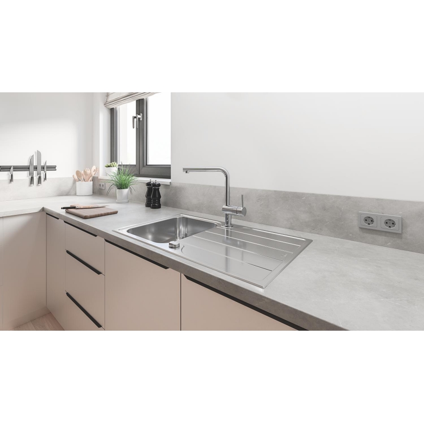 GROHE 31573SD1 - Σετ νεροχύτη κουζίνας K500 με αποχετευτικό δίσκο και μπαταρία A 86×50 cm ανοξείδωτο