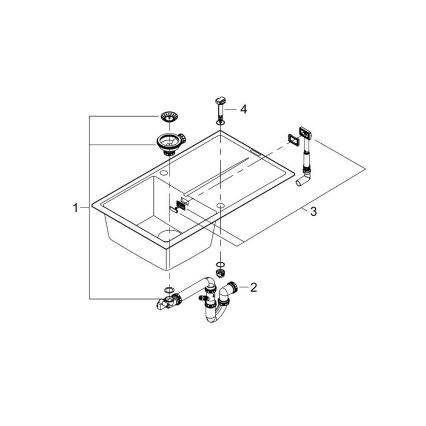 GROHE 31640AP0 - Νεροχύτης σύνθετου υλικού K400 860 × 500 mm μαύρος