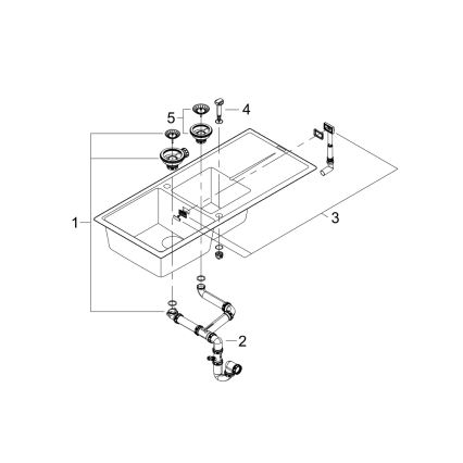 GROHE 31643AP0 - Σύνθετος νεροχύτης K400 1160 × 500 mm πέτρα/μαύρο