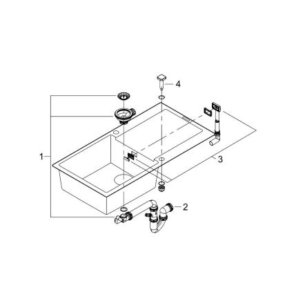 GROHE 31645AP0 - Νεροχύτης K500 1000 × 500 mm πέτρα/μαύρο