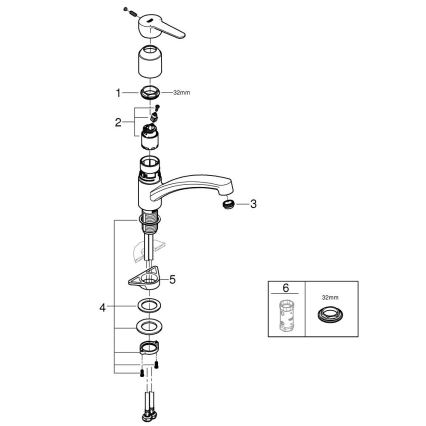 GROHE 31680000 - Μπαταρία νεροχύτη BAUECO γυαλιστερό χρώμιο