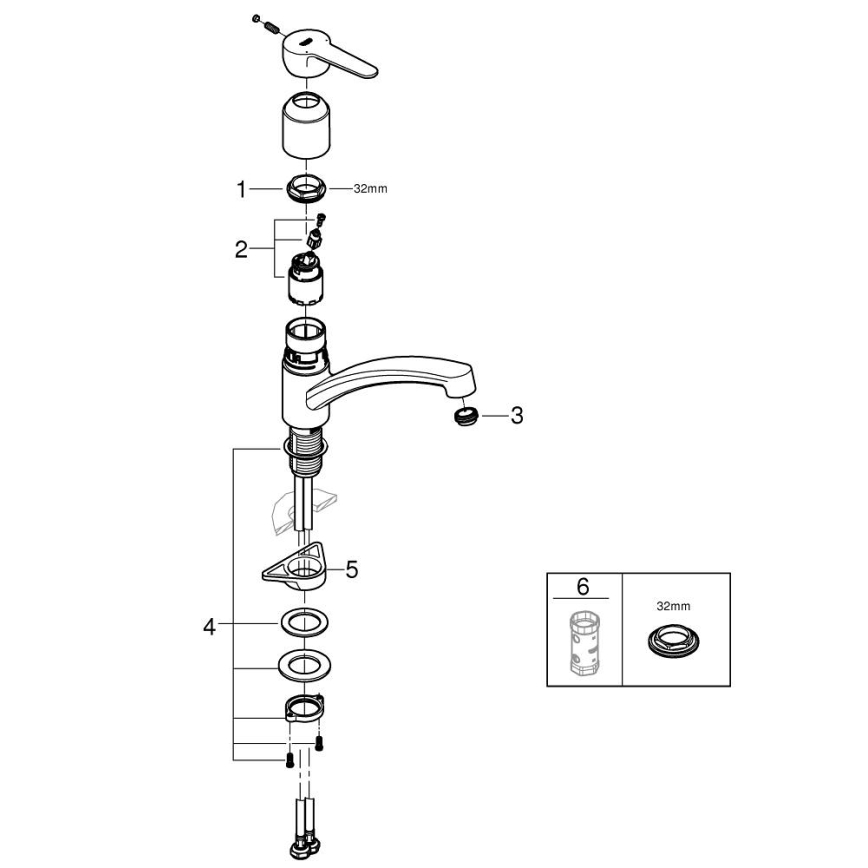 GROHE 31680000 - Μπαταρία νεροχύτη BAUECO γυαλιστερό χρώμιο