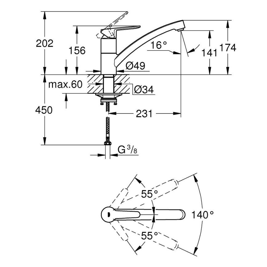 GROHE 31685000 - Μπαταρία κουζίνας STARTECO σε γυαλιστερό χρώμιο