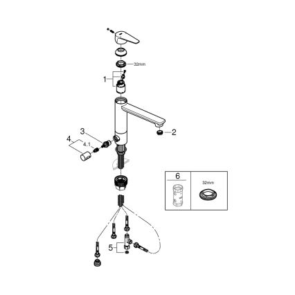 GROHE 31696000 - Μπαταρία κουζίνας BAUEDGE, γυαλιστερό χρώμιο