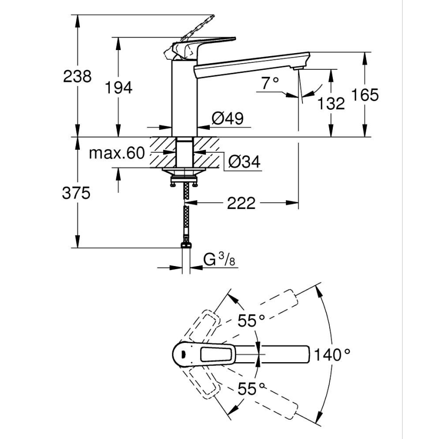 GROHE 31706000 - Μπαταρία κουζίνας BAULOOP σε γυαλιστερό χρώμιο